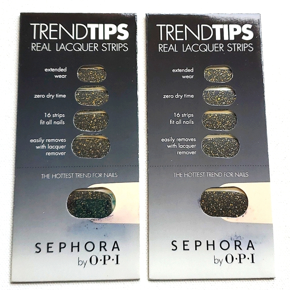Trend Tips Sephora by OPI Real Laquer Tips Set of 2 Packets Black Gold Glitter